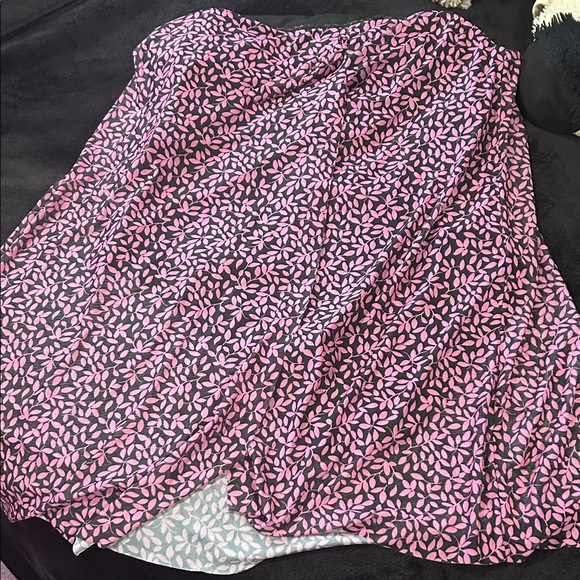 Pink and Black Leaf Print Strapless Dress - Picture 1 of 6